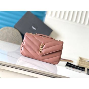 Saint Laurent Loulou Small Bag in Matelasse Lambskin Hortensia Pink 2025 801437 (YY-250206025)