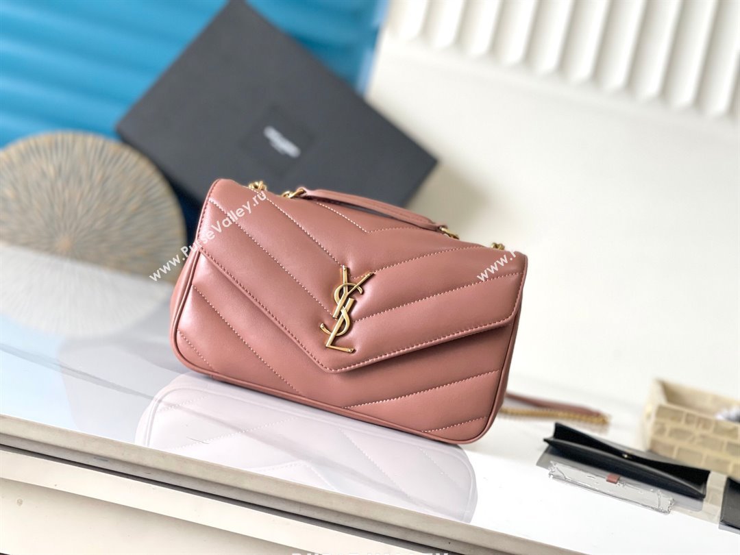 Saint Laurent Loulou Small Bag in Matelasse Lambskin Hortensia Pink 2025 801437 (YY-250206025)