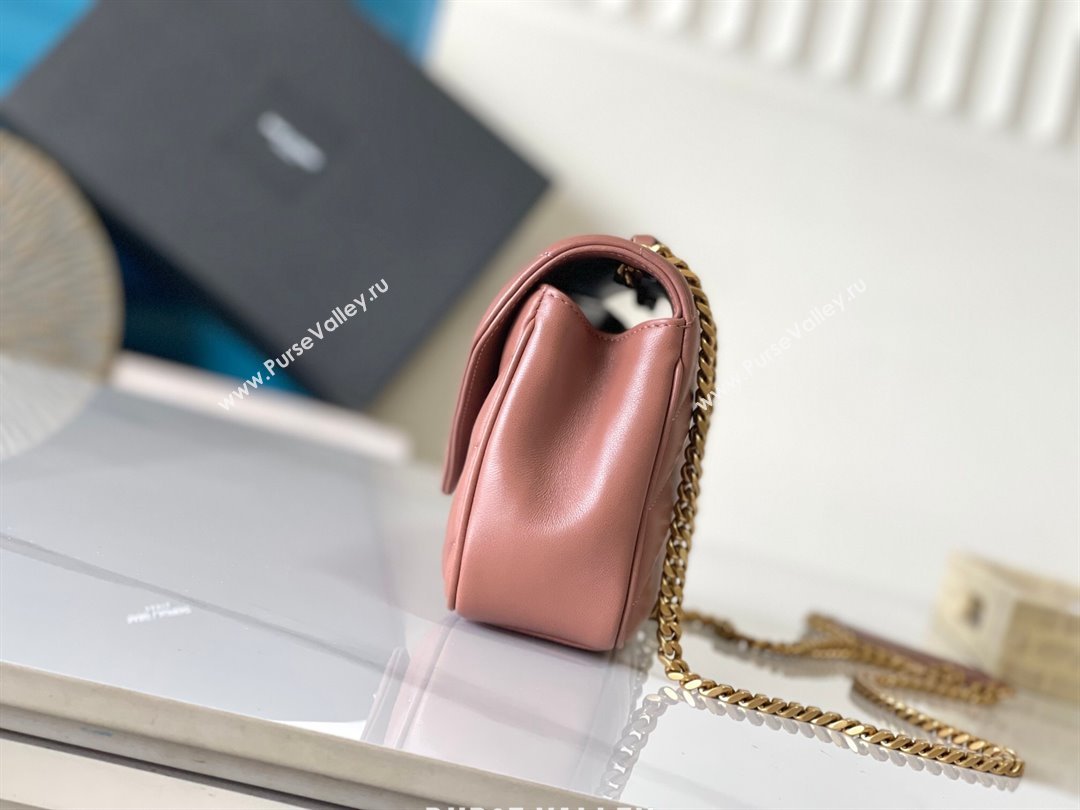 Saint Laurent Loulou Small Bag in Matelasse Lambskin Hortensia Pink 2025 801437 (YY-250206025)