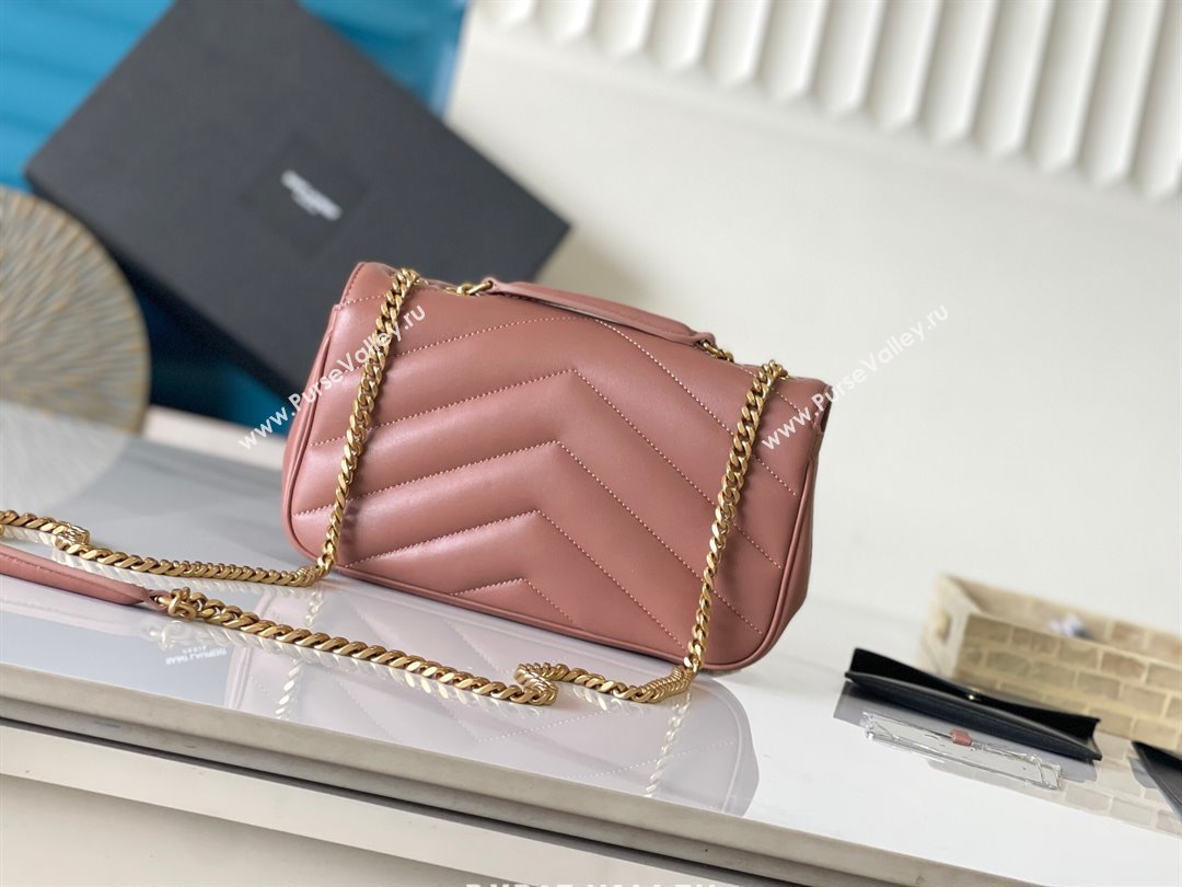Saint Laurent Loulou Small Bag in Matelasse Lambskin Hortensia Pink 2025 801437 (YY-250206025)