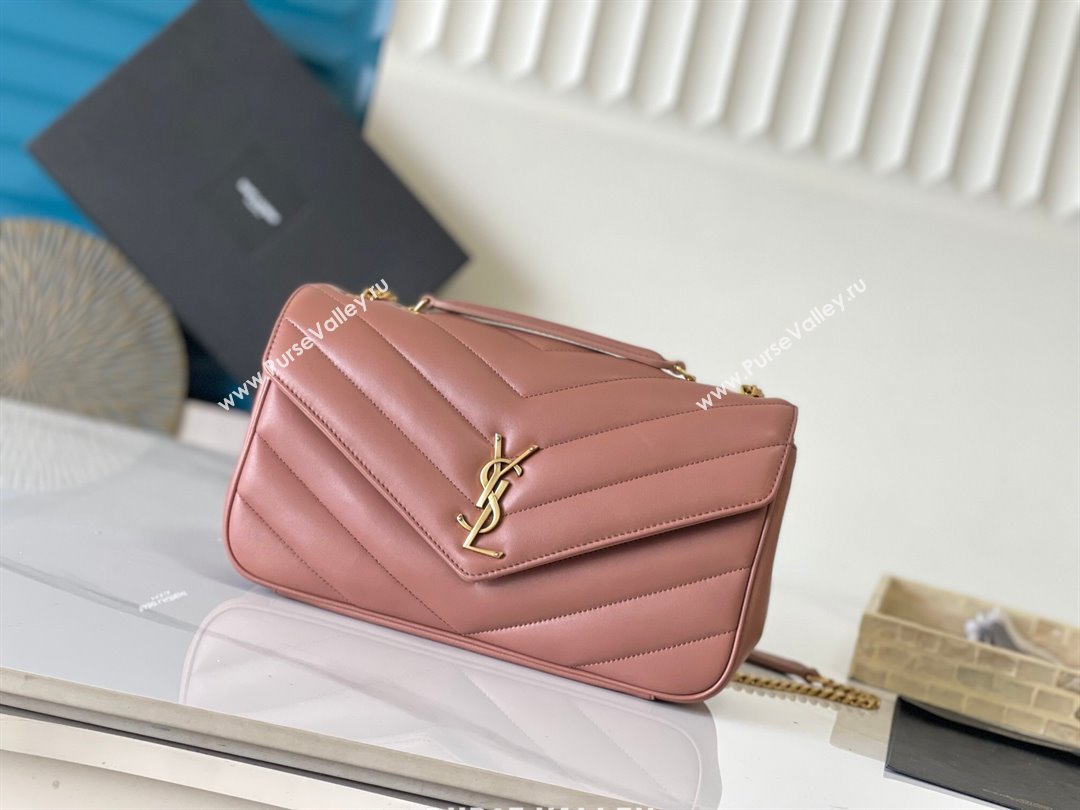 Saint Laurent Loulou Medium Bag in Matelasse Lambskin Hortensia Pink 2025 801439 (YY-250206015)