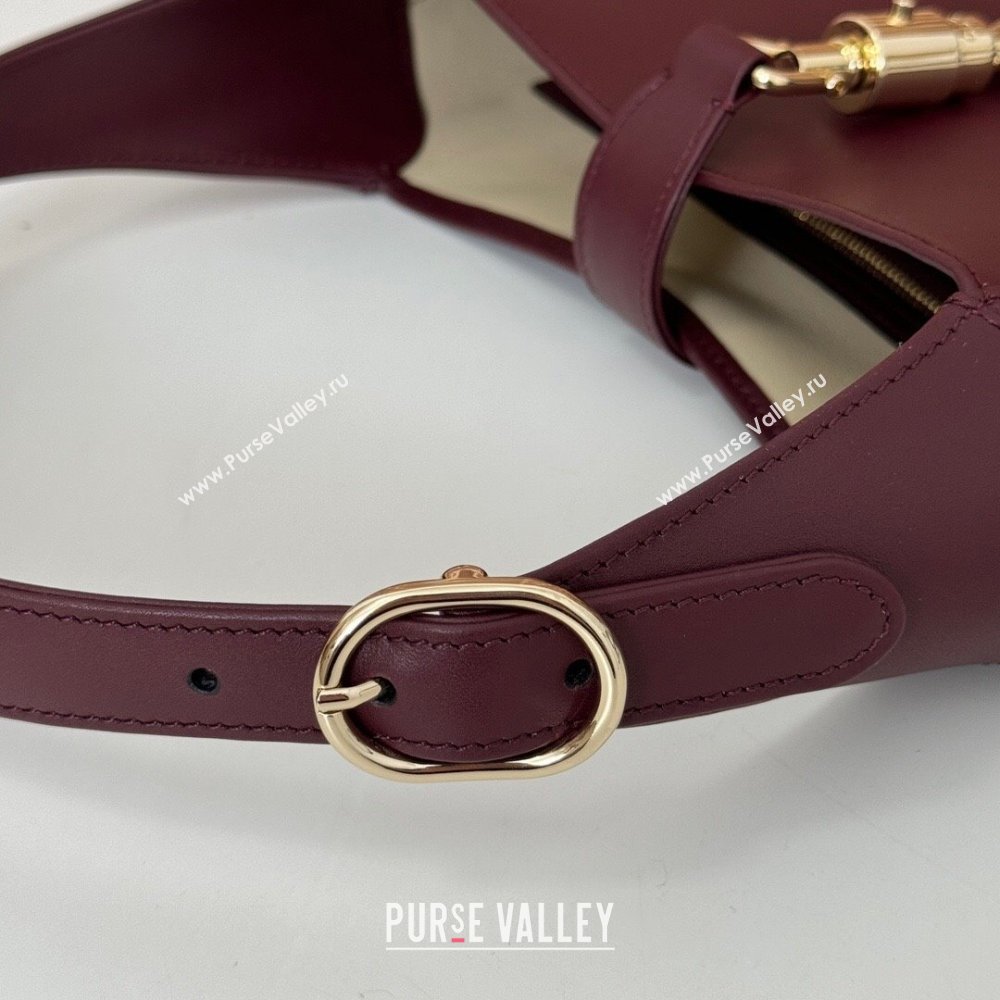 Gucci Jackie 1961 medium bag in Smooth Leather Dark Burgundy 2025 810232 (DLH-250701028)