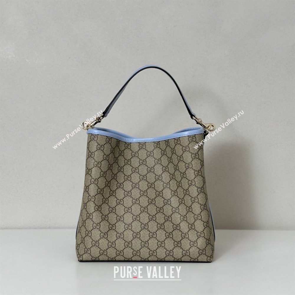 Gucci GG Canvas Emblem Medium Bucket Bag Light Blue 2026 815103 (DLH-260127080)