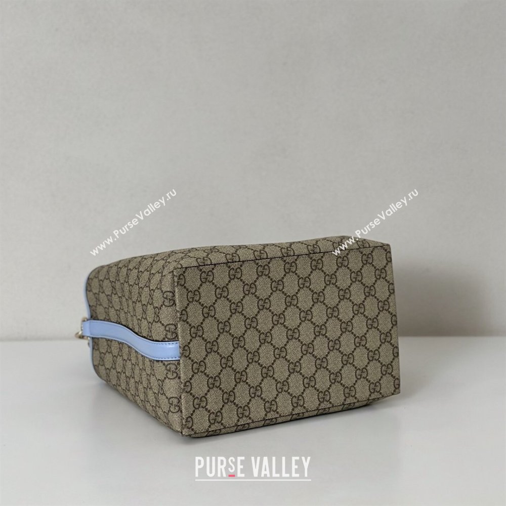 Gucci GG Canvas Emblem Medium Bucket Bag Light Blue 2026 815103 (DLH-260127080)