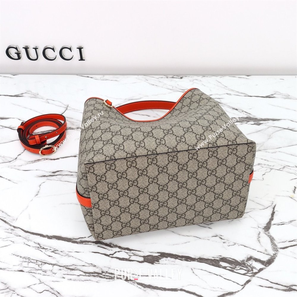 Gucci GG Canvas Emblem Medium Bucket Bag Orange 2026 815103 (DLH-260127082)
