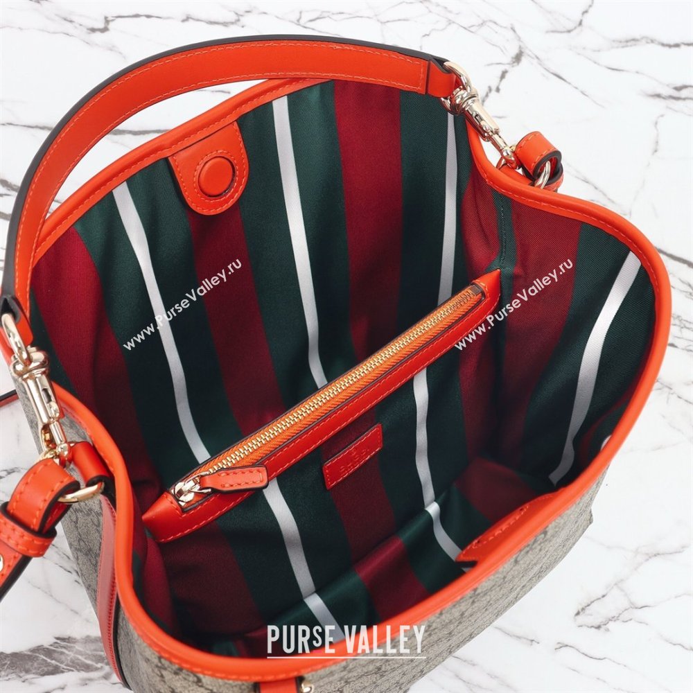 Gucci GG Canvas Emblem Medium Bucket Bag Orange 2026 815103 (DLH-260127082)