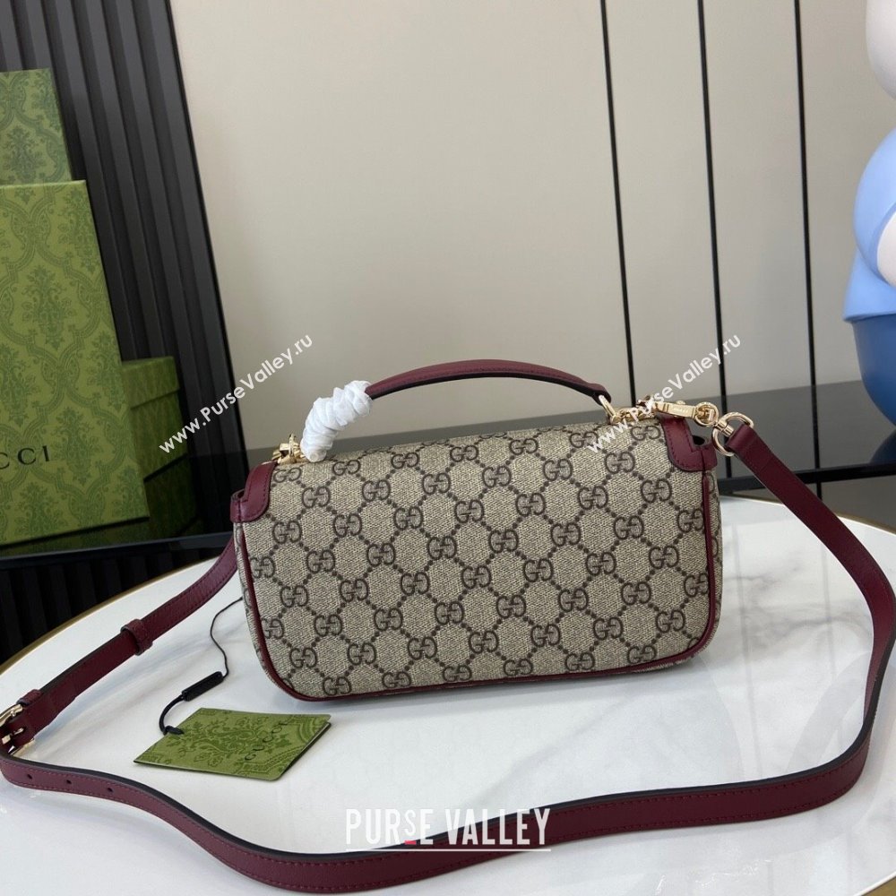 Gucci Horsebit 1955 GG Canvas Small Top Handle Bag Burgundy 2024 815206 (XLU-240828009)