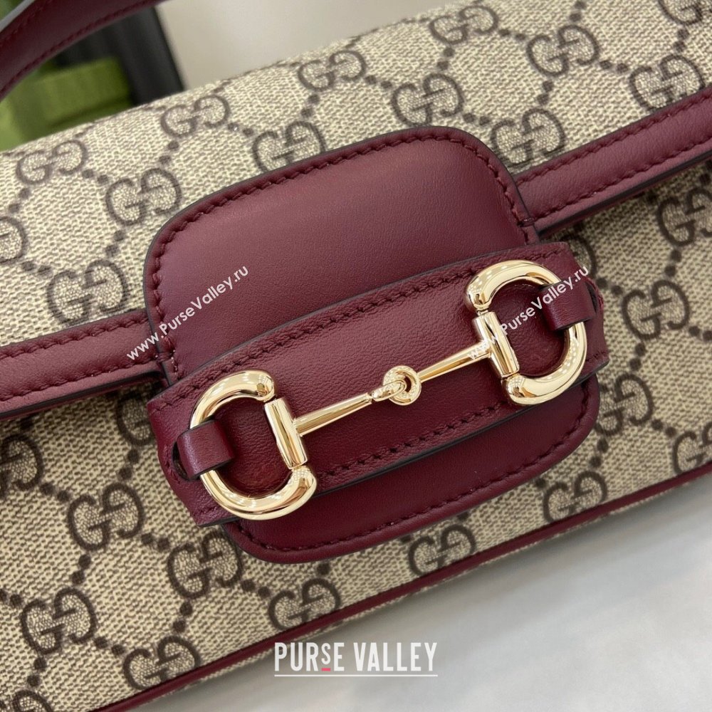 Gucci Horsebit 1955 GG Canvas Small Top Handle Bag Burgundy 2024 815206 (XLU-240828009)