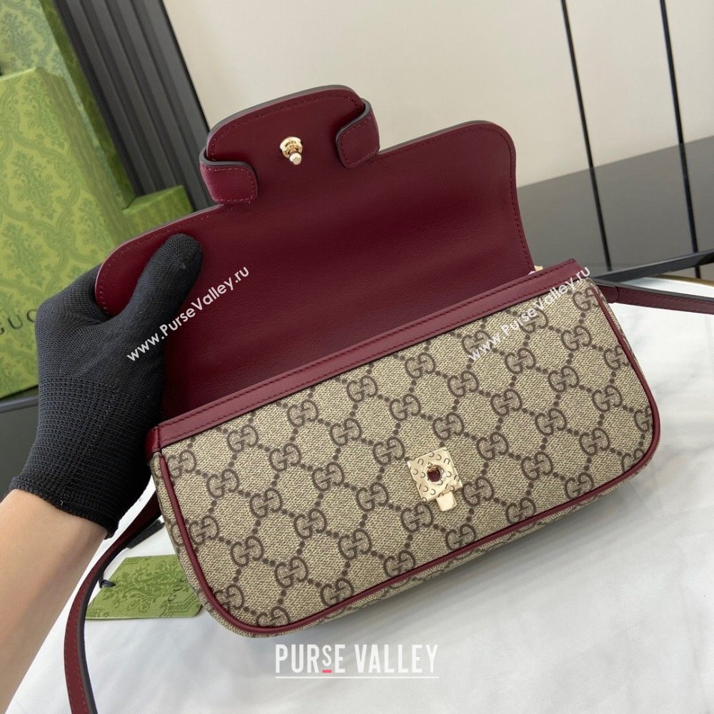 Gucci Horsebit 1955 GG Canvas Small Top Handle Bag Burgundy 2024 815206 (XLU-240828009)