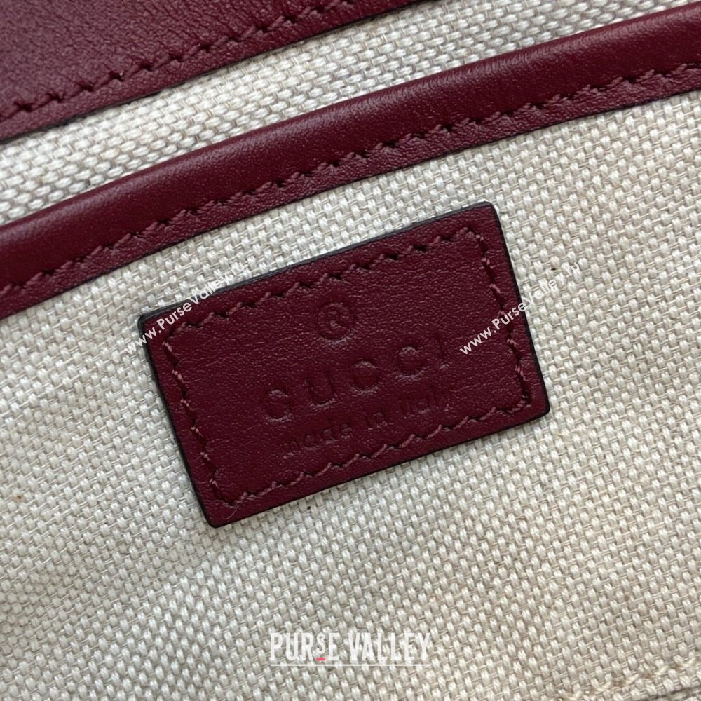 Gucci Horsebit 1955 GG Canvas Small Top Handle Bag Burgundy 2024 815206 (XLU-240828009)