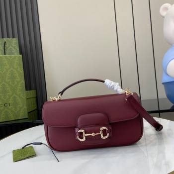 Gucci Horsebit 1955 Leather Small Top Handle Bag Burgundy 2024 815206 (XLU-240828010)