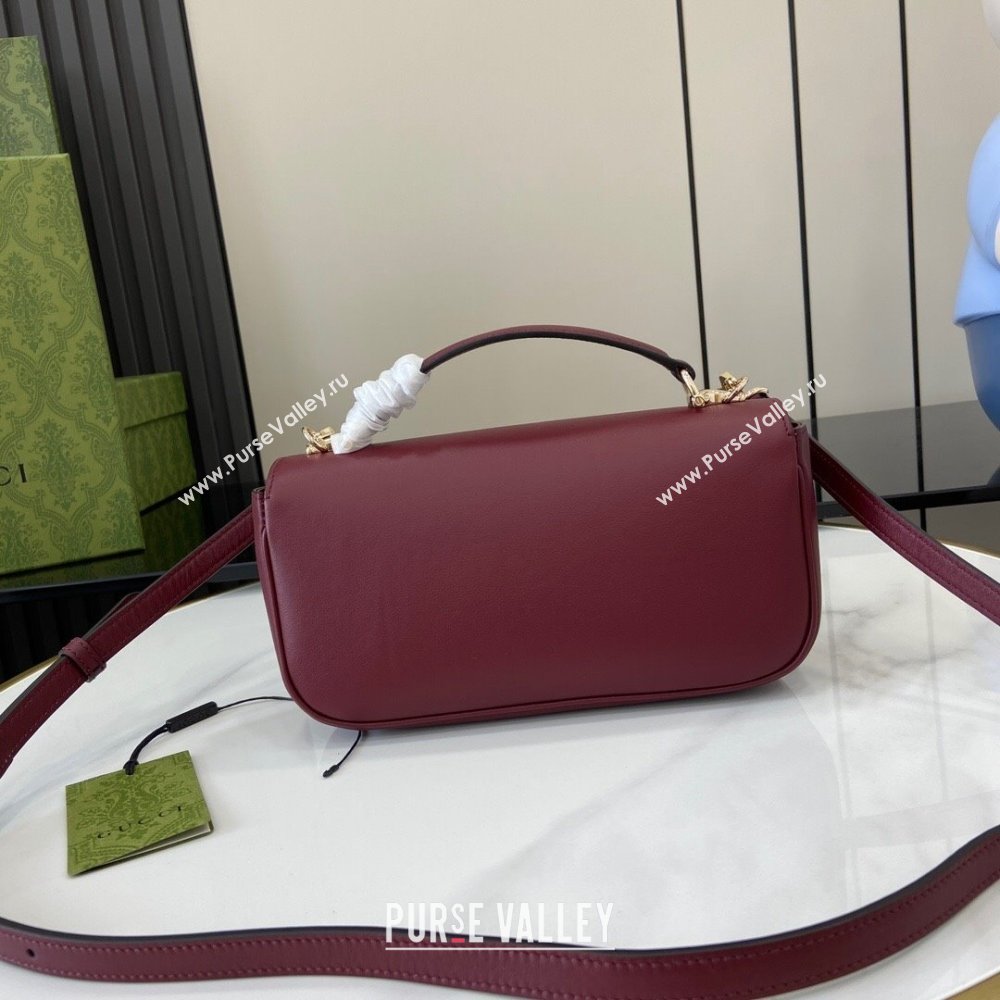 Gucci Horsebit 1955 Leather Small Top Handle Bag Burgundy 2024 815206 (XLU-240828010)