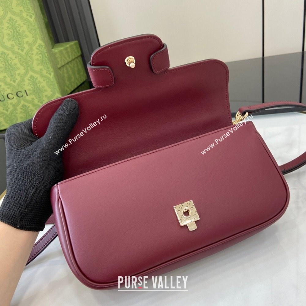 Gucci Horsebit 1955 Leather Small Top Handle Bag Burgundy 2024 815206 (XLU-240828010)