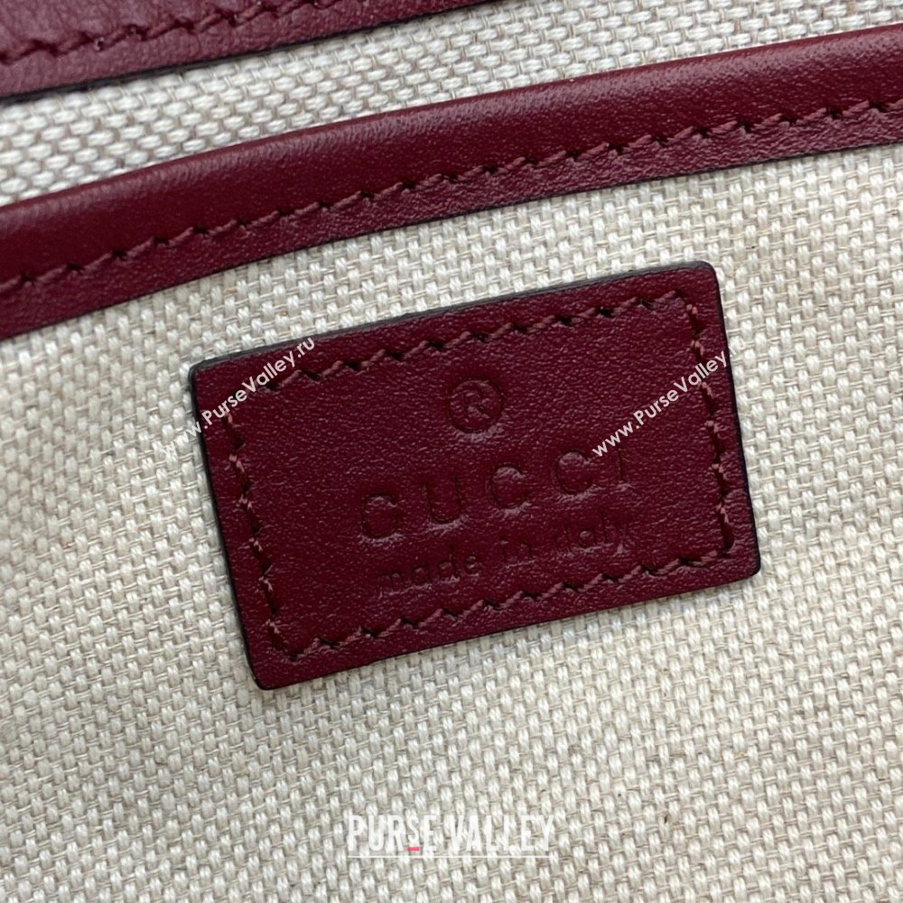 Gucci Horsebit 1955 Leather Small Top Handle Bag Burgundy 2024 815206 (XLU-240828010)