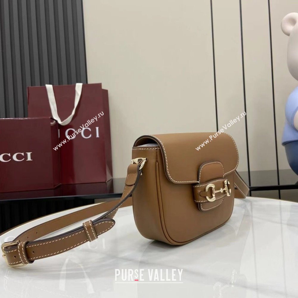 Gucci Horsebit 1955 Leather Mini Shoulder Bag Brown 2025 815205 (DLH-250930032)