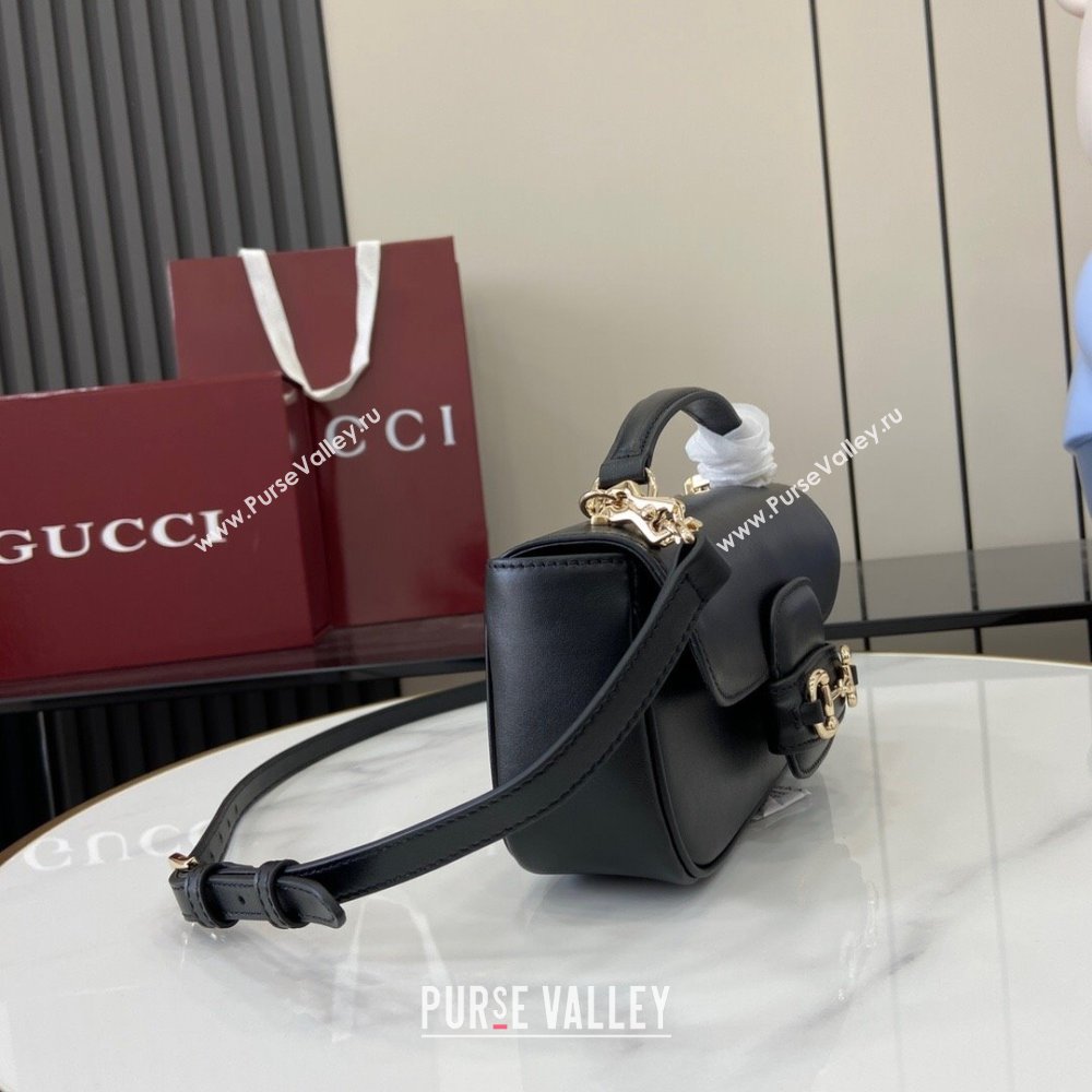 Gucci Horsebit 1955 Leather Small Top Handle Bag Black 2024 815206 (XLU-250117088)