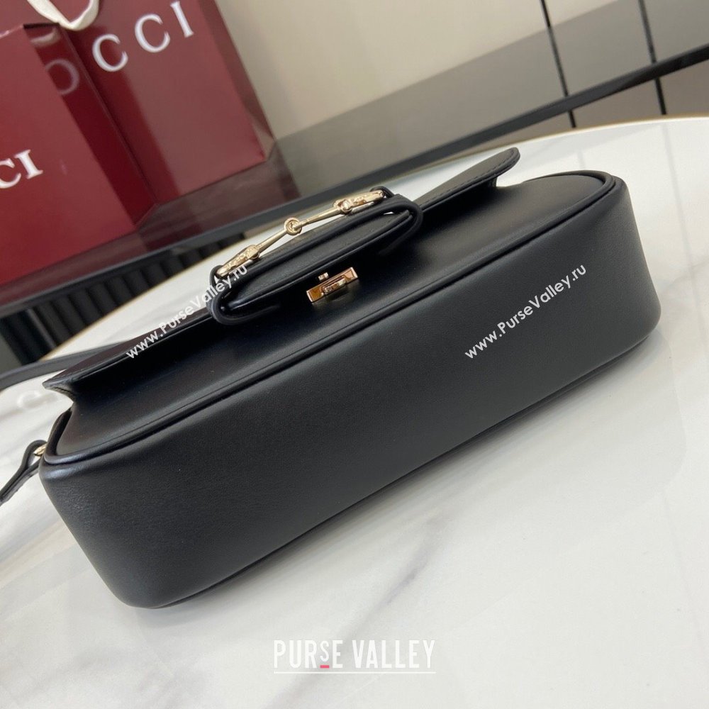 Gucci Horsebit 1955 Leather Small Top Handle Bag Black 2024 815206 (XLU-250117088)