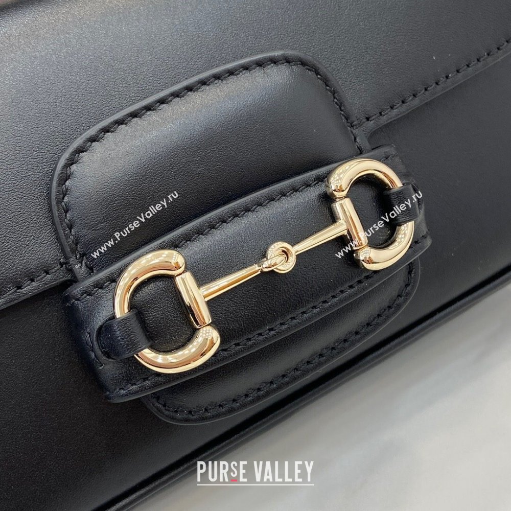 Gucci Horsebit 1955 Leather Small Top Handle Bag Black 2024 815206 (XLU-250117088)