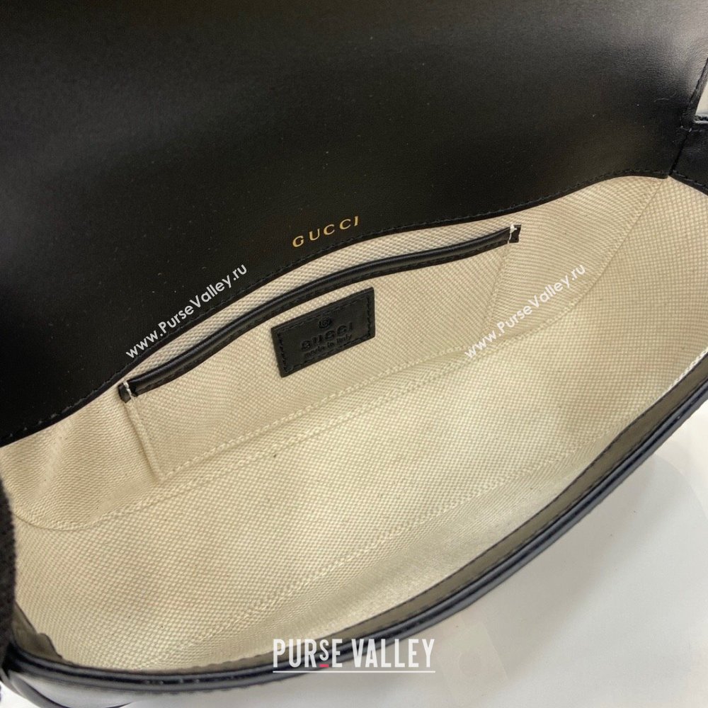 Gucci Horsebit 1955 Leather Small Top Handle Bag Black 2024 815206 (XLU-250117088)