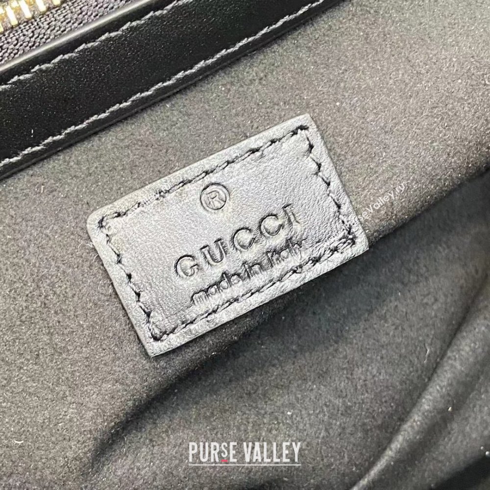 Gucci GG Leather Emblem Medium Tote Bag Black 2025 815214 (XLU-250807071)