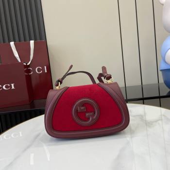 Gucci Blondie Mini Shoulder bag in Suede 815700 Red/Burgundy 2024 (XLU-241211031)