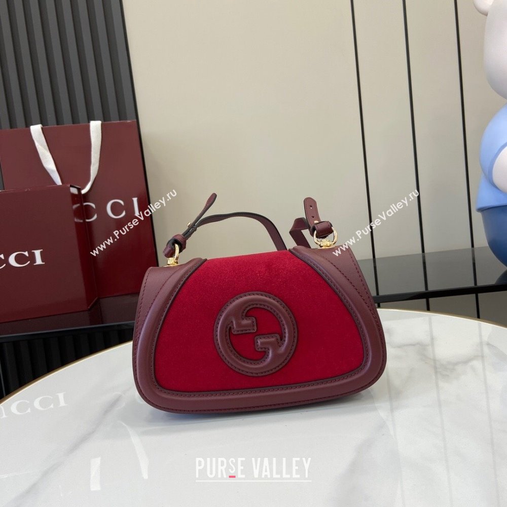 Gucci Blondie Mini Shoulder bag in Suede 815700 Red/Burgundy 2024 (XLU-241211031)