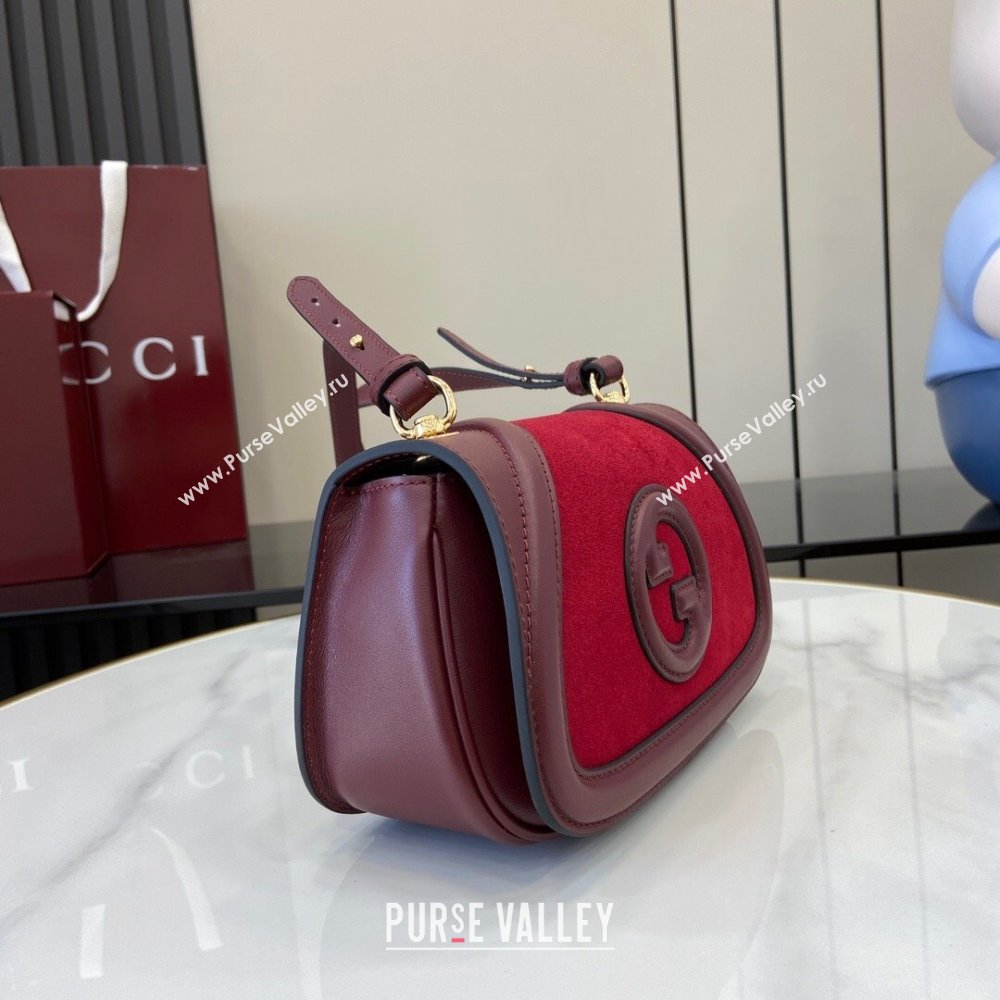 Gucci Blondie Mini Shoulder bag in Suede 815700 Red/Burgundy 2024 (XLU-241211031)