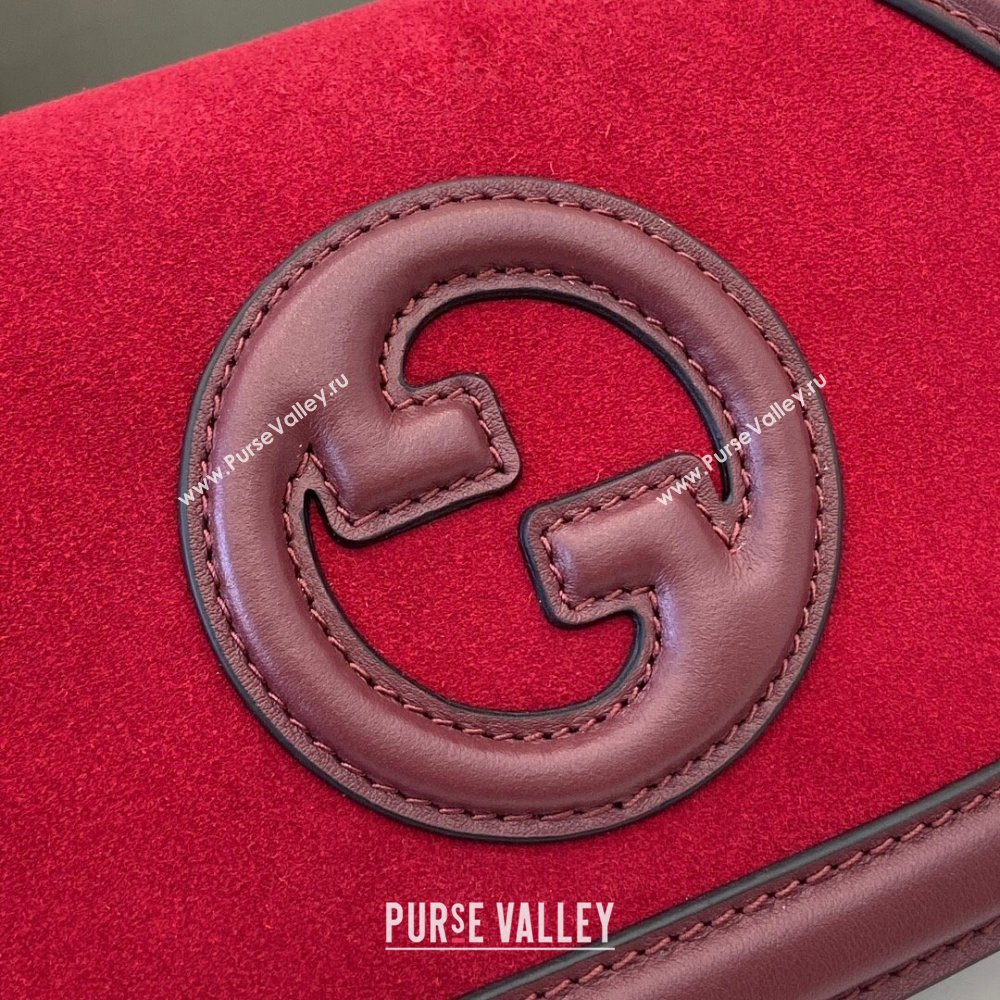 Gucci Blondie Mini Shoulder bag in Suede 815700 Red/Burgundy 2024 (XLU-241211031)