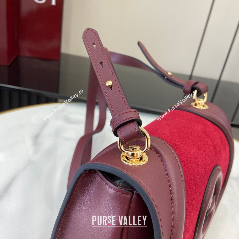 Gucci Blondie Mini Shoulder bag in Suede 815700 Red/Burgundy 2024 (XLU-241211031)