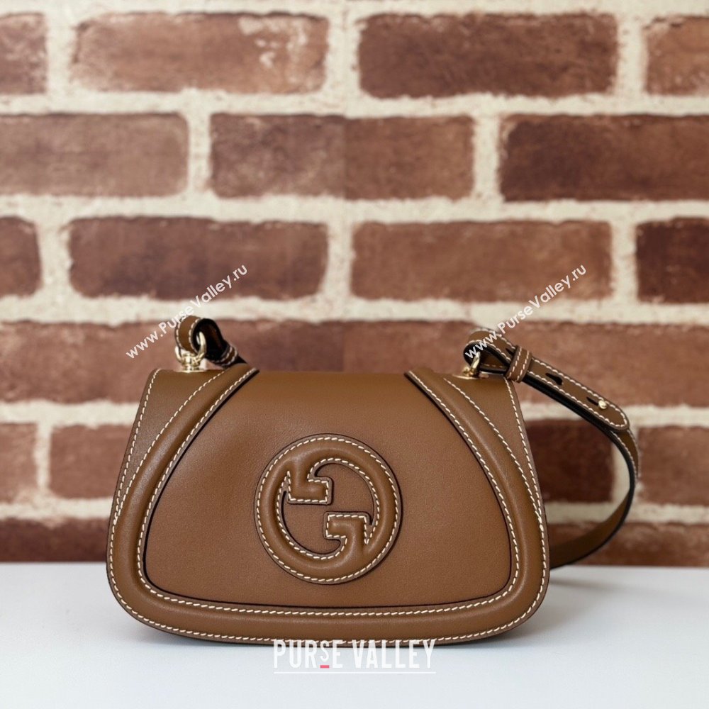 Gucci Blondie Mini Shoulder bag in Smooth Leather 815700 Tan Brown 2024 (DLH-241102055)