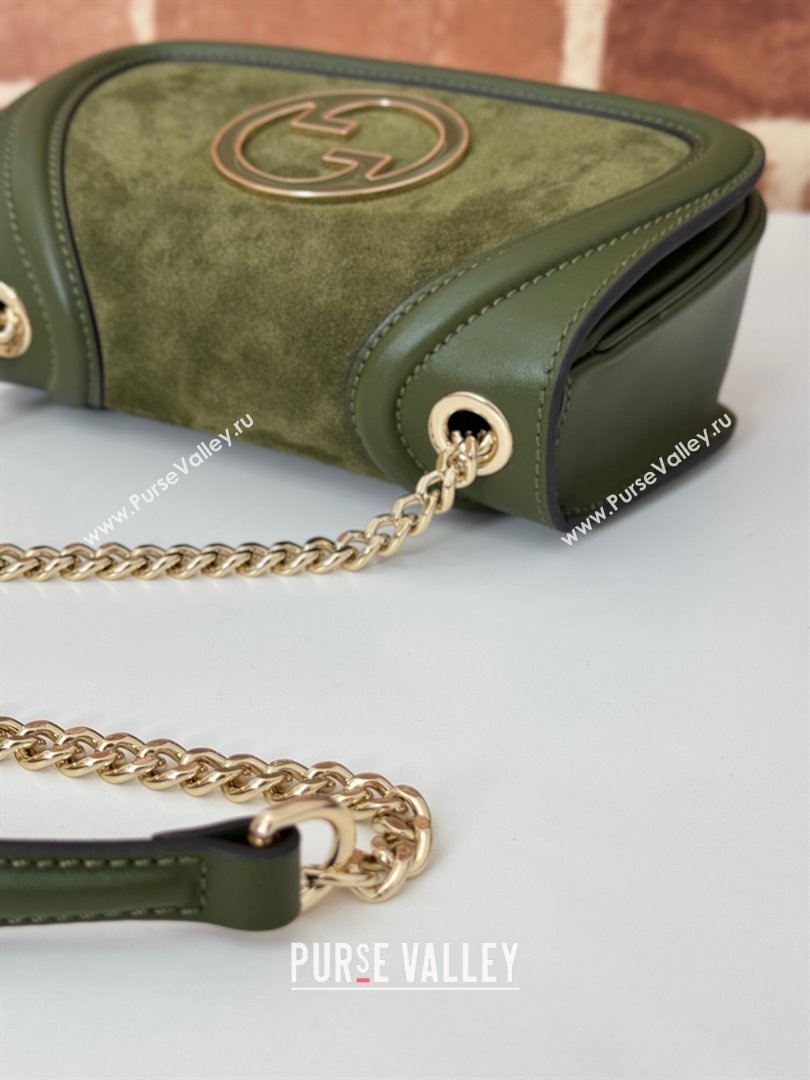 Gucci Blondie Mini Shoulder Bag in Suede Green 2024 815711 (DLH-250117096)