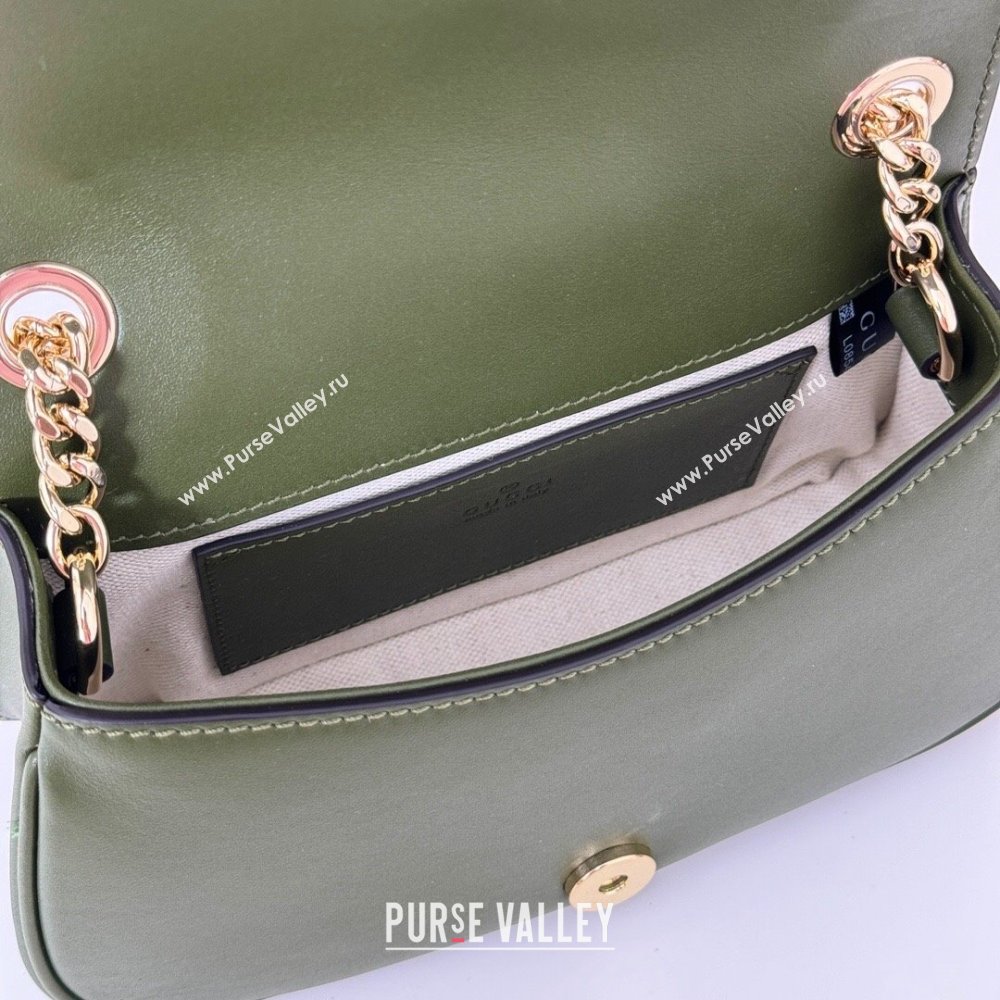 Gucci Blondie Mini Shoulder Bag in Suede Green 2024 815711 (DLH-250117096)