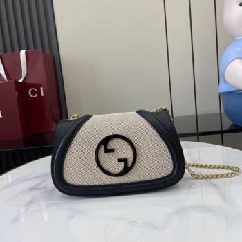 Gucci Blondie Mini Shoulder Bag in Linen Canvas Black 2024 815711 (XLU-241104042)