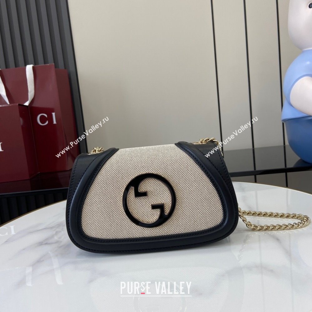 Gucci Blondie Mini Shoulder Bag in Linen Canvas Black 2024 815711 (XLU-241104042)