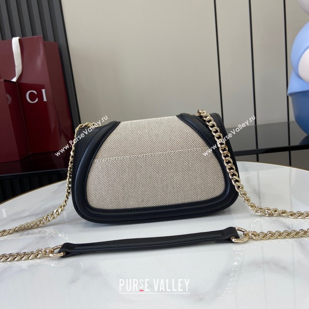 Gucci Blondie Mini Shoulder Bag in Linen Canvas Black 2024 815711 (XLU-241104042)