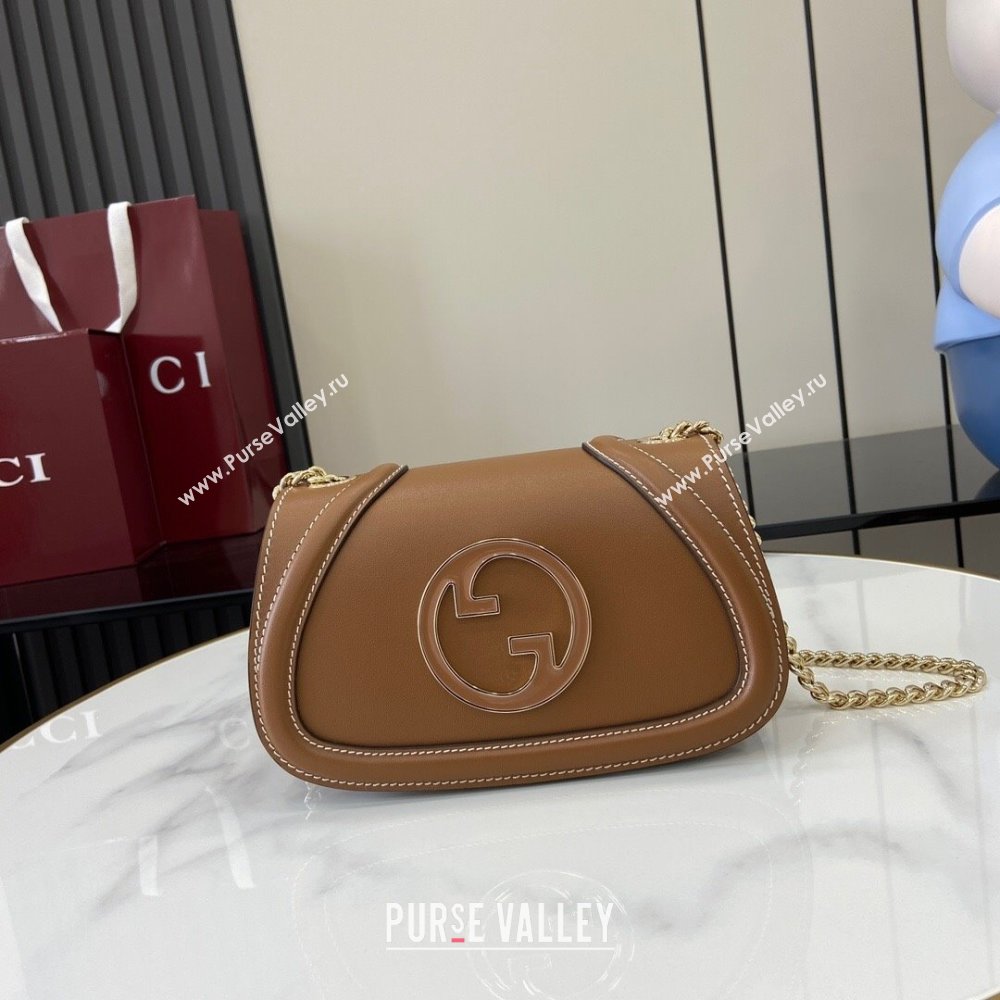 Gucci Blondie Leather Mini Shoulder Bag Brown 2024 815711 (XLU-241104041)