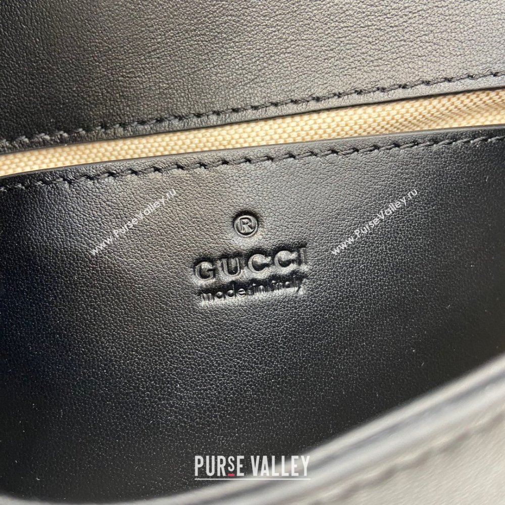 Gucci Blondie Mini Shoulder Bag in Linen Canvas Black 2024 815711 (XLU-241104042)