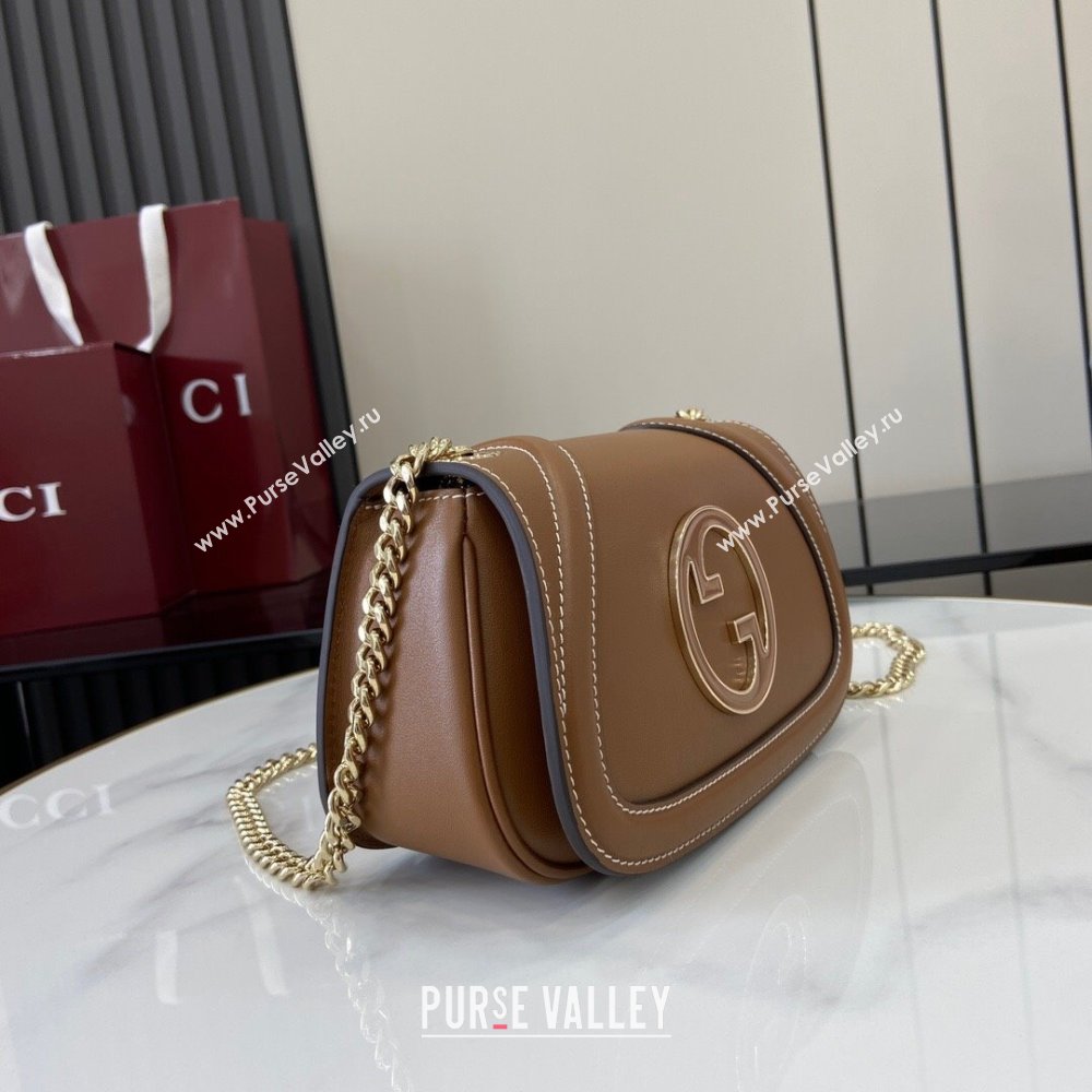 Gucci Blondie Leather Mini Shoulder Bag Brown 2024 815711 (XLU-241104041)