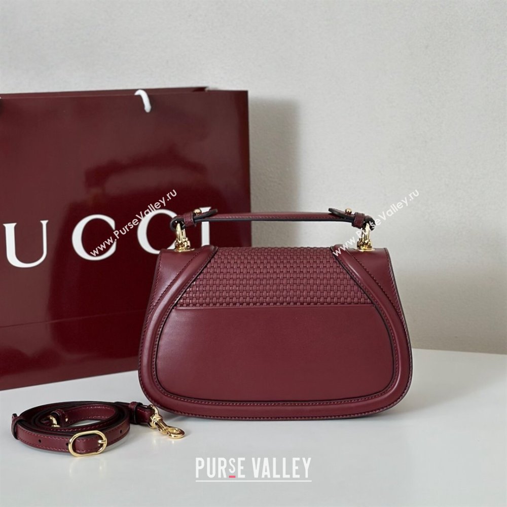 Gucci Blondie woven leather medium top handle bag Burgundy 2025 815714 (DLH-250701019)
