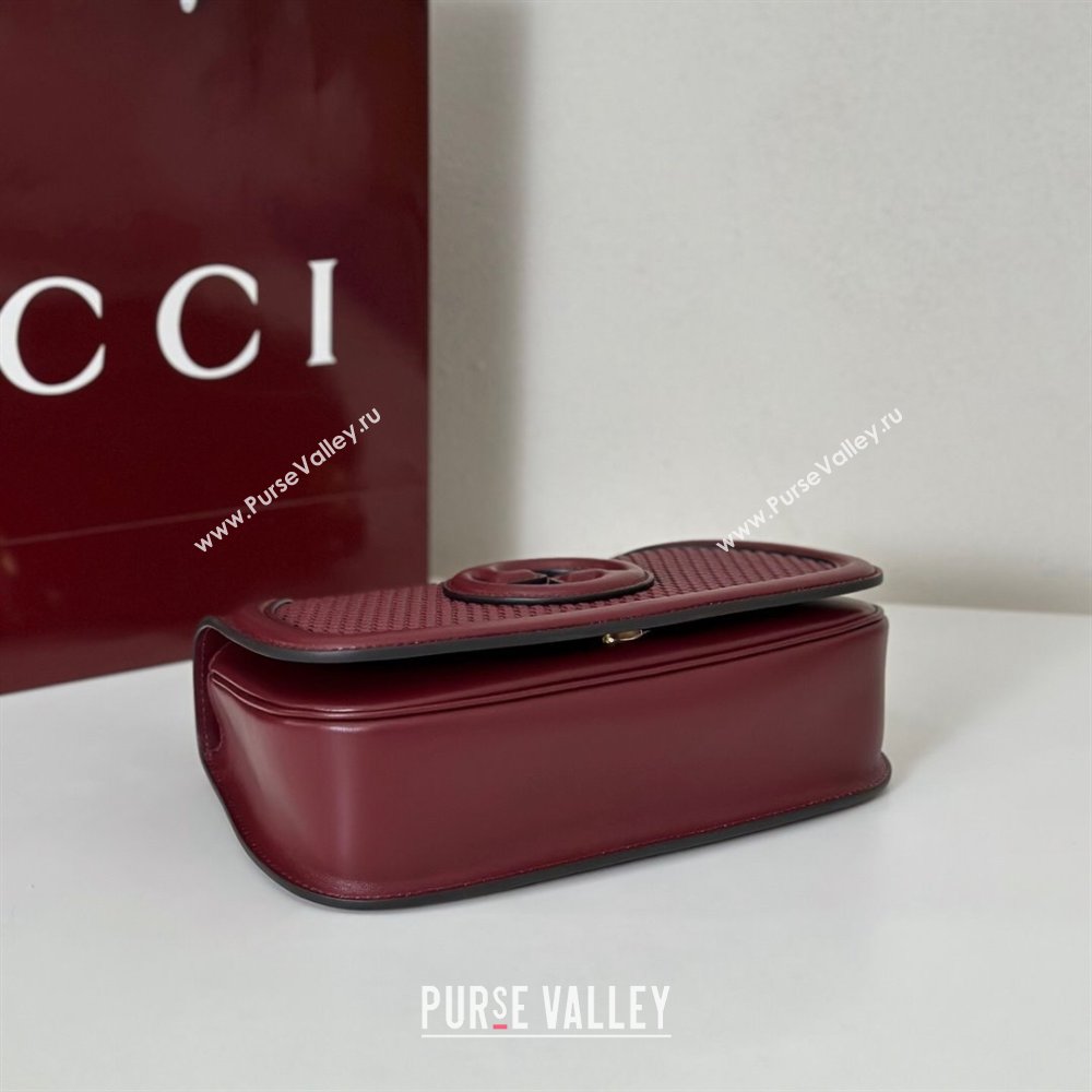 Gucci Blondie woven leather medium top handle bag Burgundy 2025 815714 (DLH-250701019)
