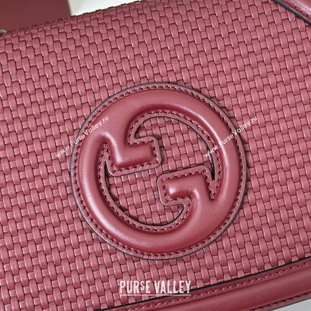 Gucci Blondie woven leather medium top handle bag Burgundy 2025 815714 (DLH-250701019)
