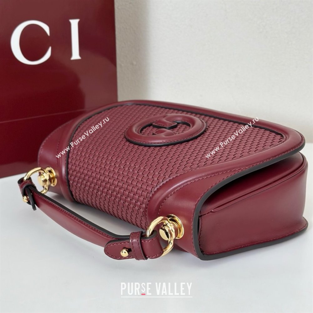 Gucci Blondie woven leather medium top handle bag Burgundy 2025 815714 (DLH-250701019)