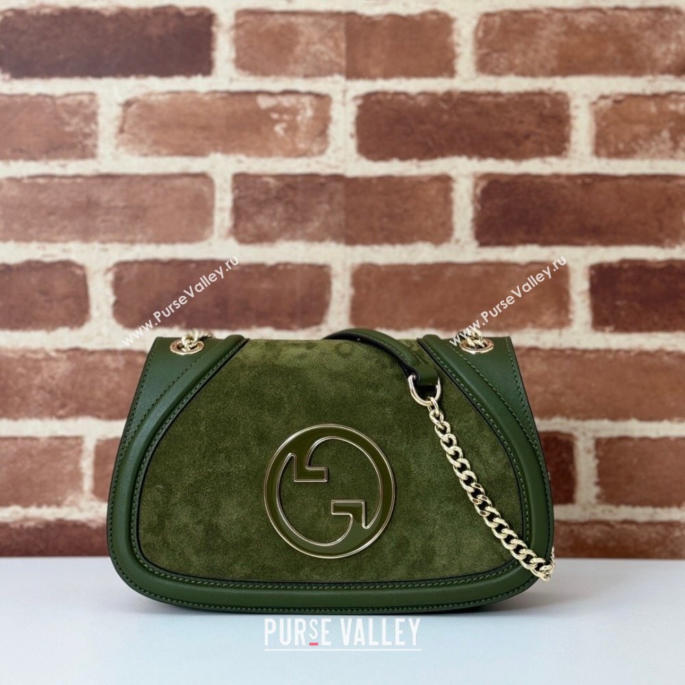Gucci Blondie Suede Small Shoulder Bag Green 2024 815715 (DLH-250117101)