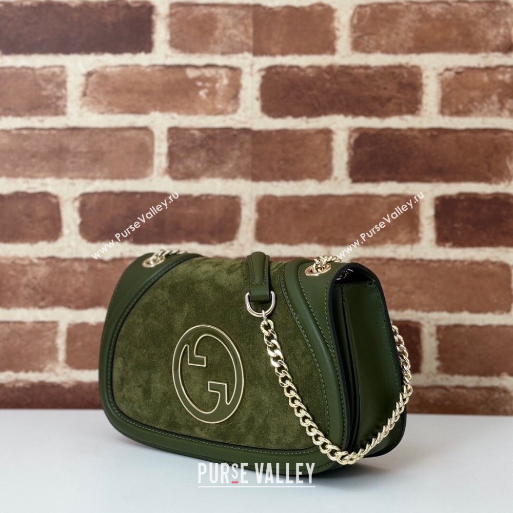 Gucci Blondie Suede Small Shoulder Bag Green 2024 815715 (DLH-250117101)