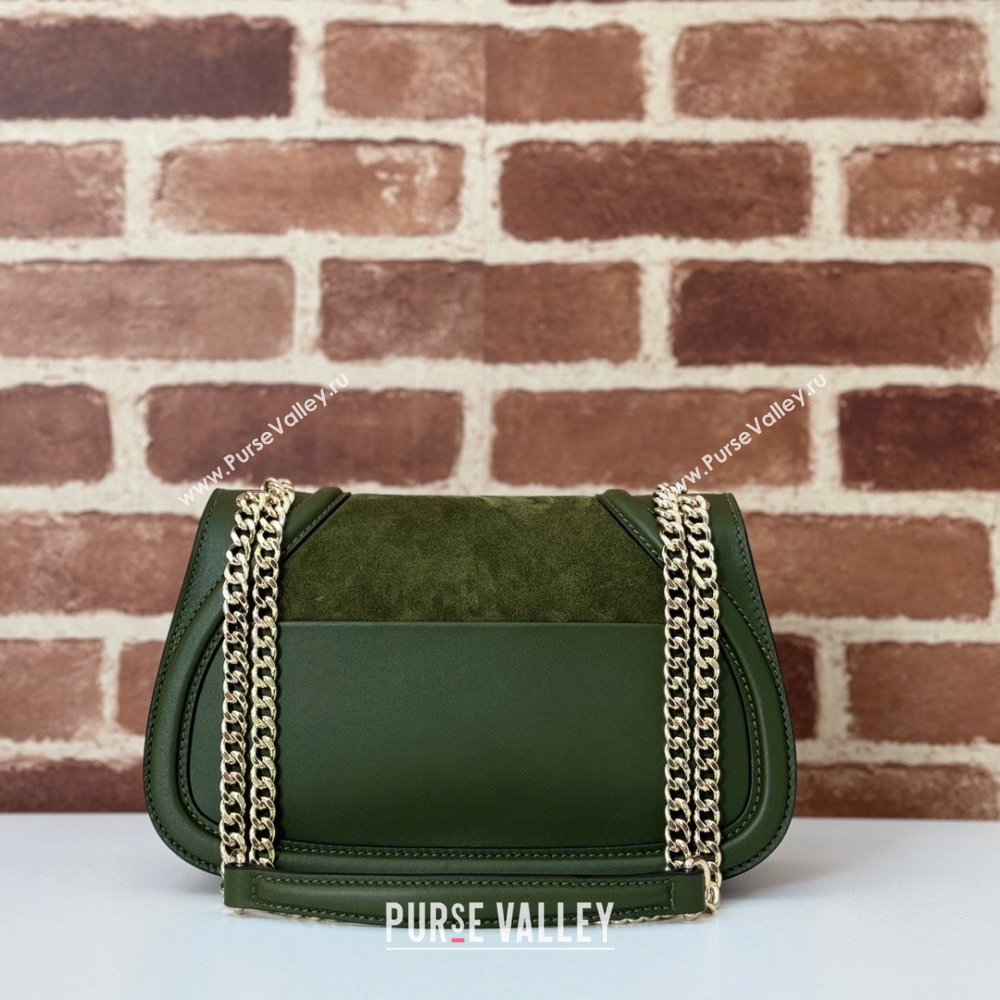 Gucci Blondie Suede Small Shoulder Bag Green 2024 815715 (DLH-250117101)