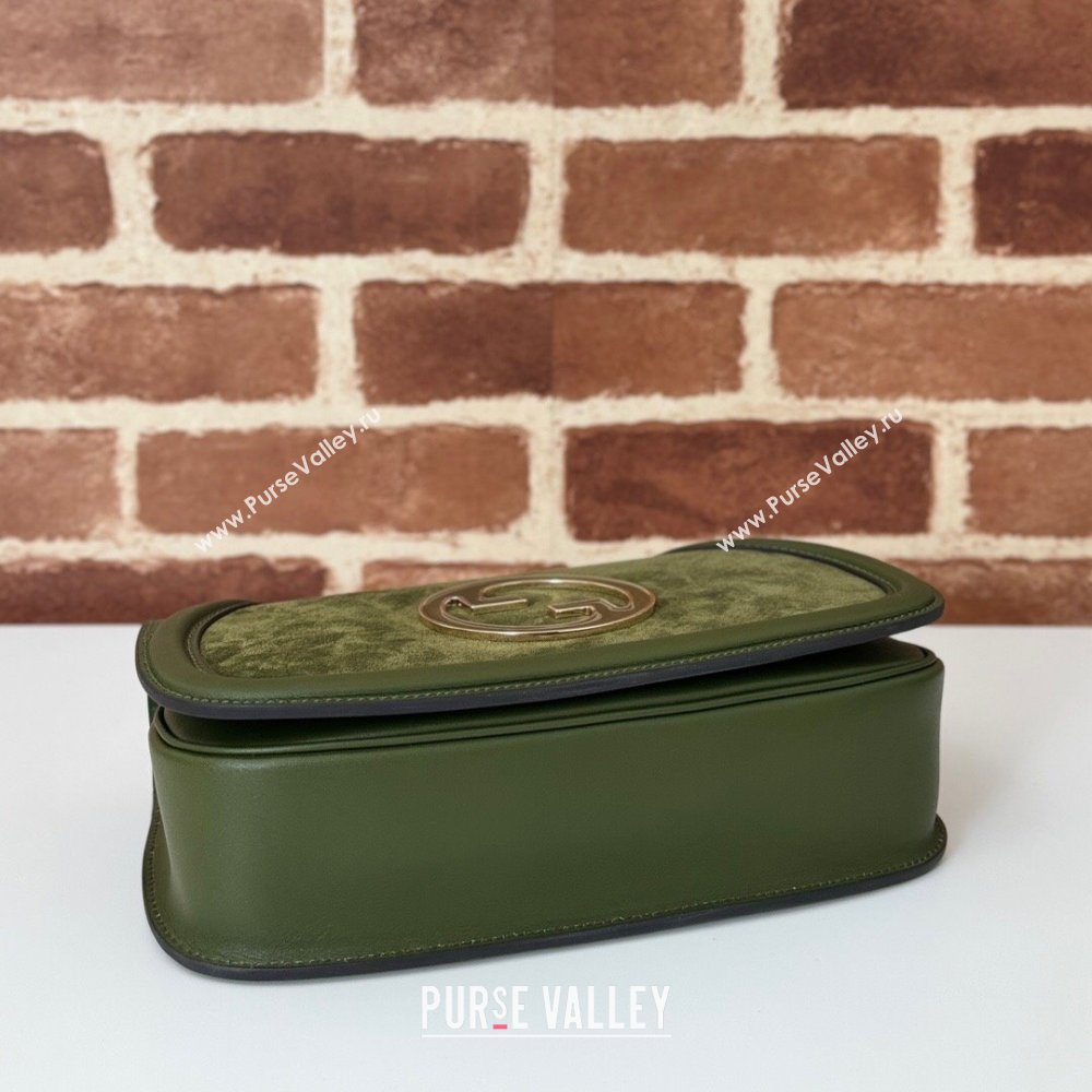 Gucci Blondie Suede Small Shoulder Bag Green 2024 815715 (DLH-250117101)