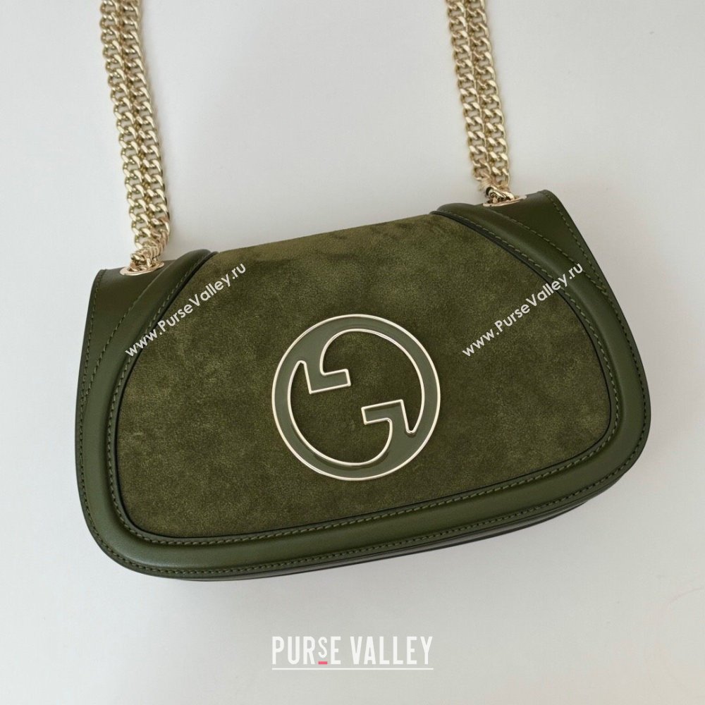 Gucci Blondie Suede Small Shoulder Bag Green 2024 815715 (DLH-250117101)