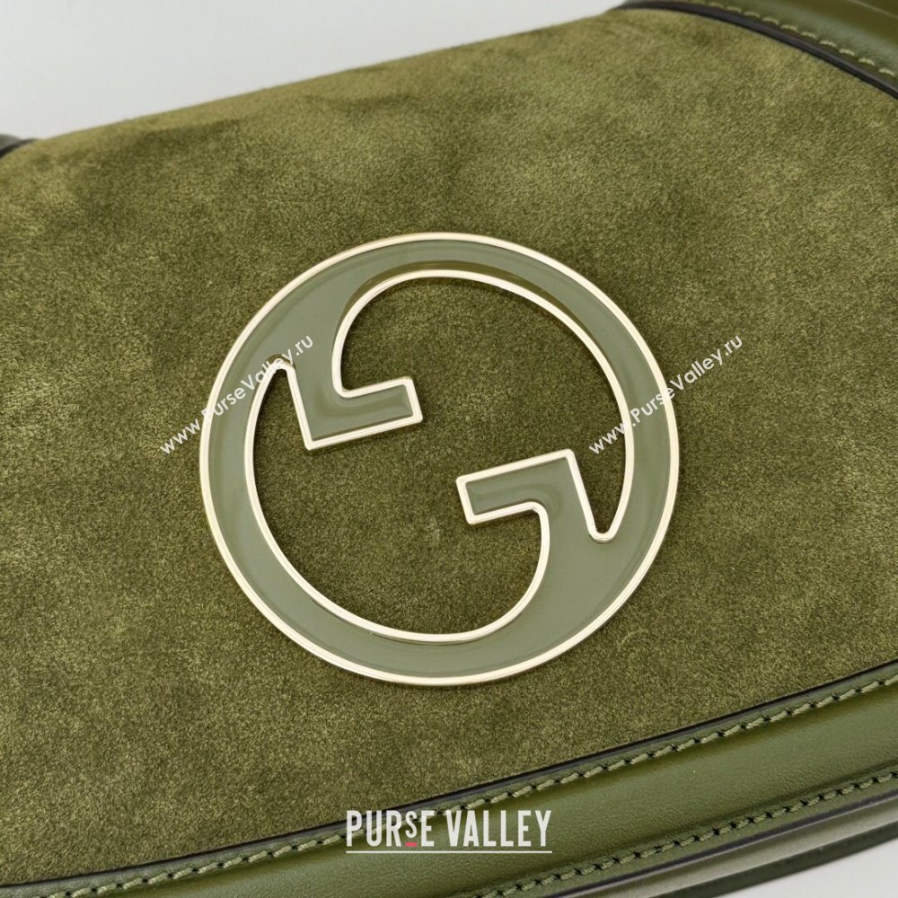 Gucci Blondie Suede Small Shoulder Bag Green 2024 815715 (DLH-250117101)