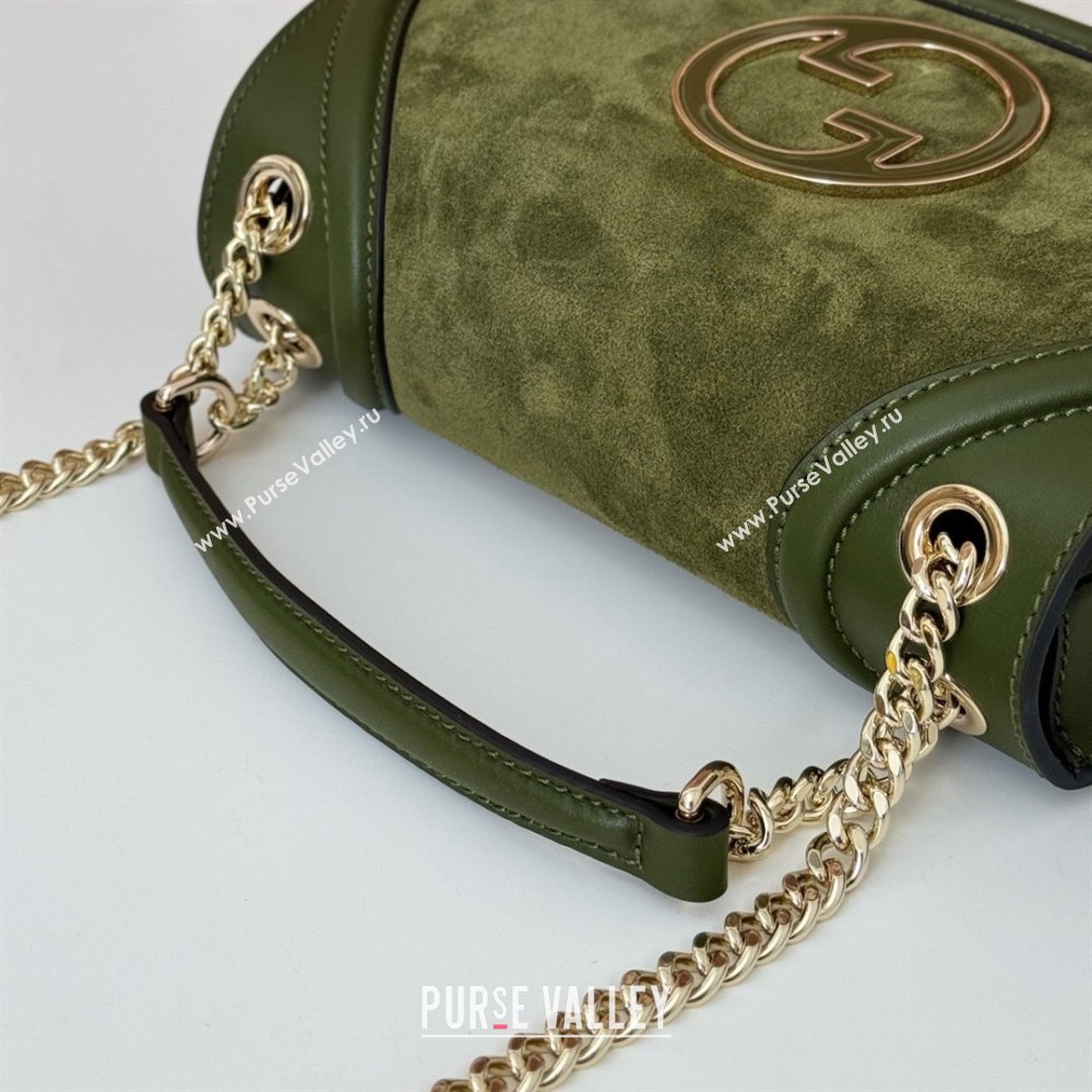 Gucci Blondie Suede Small Shoulder Bag Green 2024 815715 (DLH-250117101)