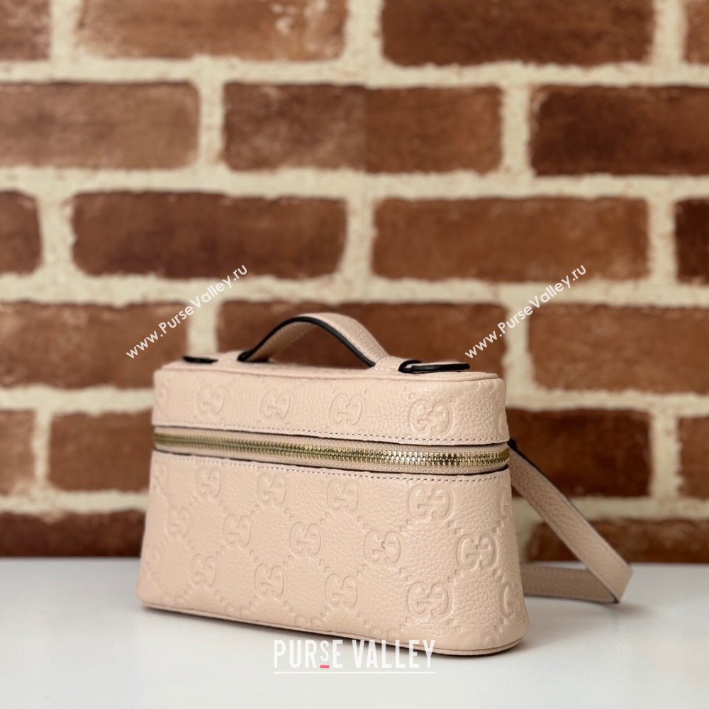 Gucci GG Grainy Leather Emblem Super Mini bag Light Pink 2024 815949 (DLH-241211112)